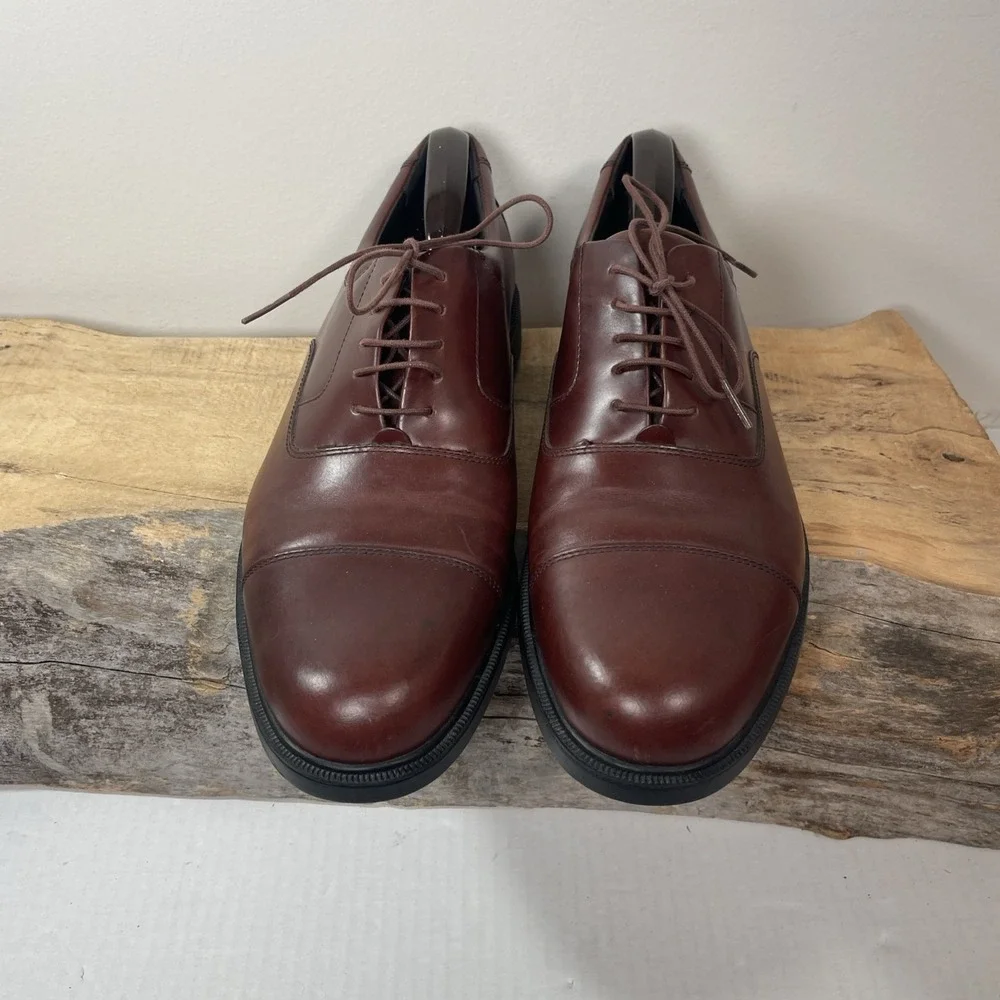 Rockport Mens 11 Leather Dress Shoes Lace Up Brown Office Evening Wedding‎ Comfy